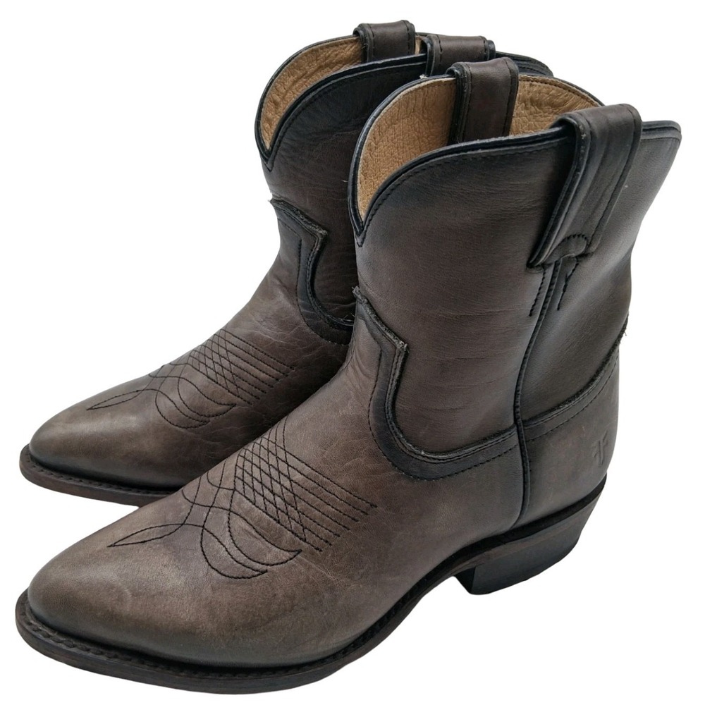 Frye Boots Womens Size 7 Brown Leather Western Ankle Pointed Toe Pull On Cowboy